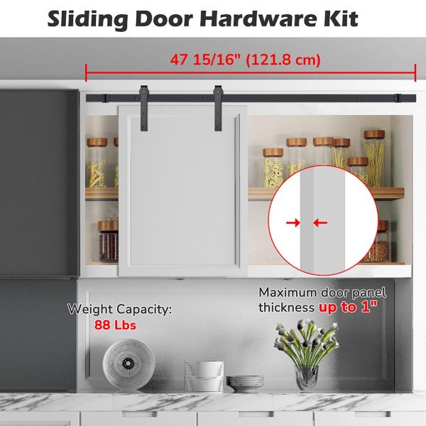 TheLAShop 4ft Mini Cabinet Double Sliding Barn Door Hardware Kit Online now - Image 2