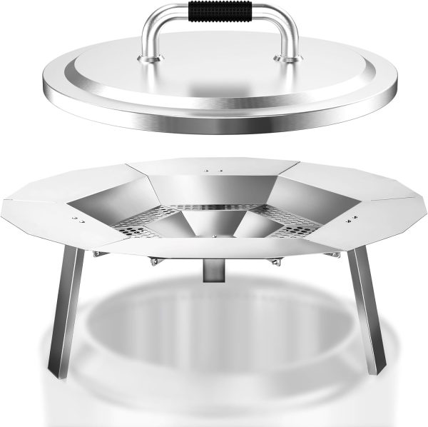 Firepit Heat Deflector & Lid Kit for Solo Stove Yukon and Other 27  Camping Smokers, 304 Stainless Steel Heat Deflector+ Stove Lid Accessories Fashion