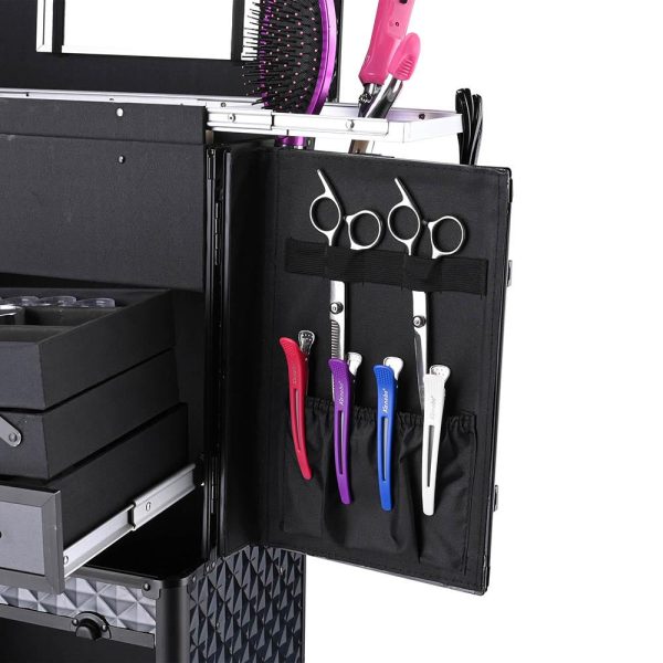 TheLAShop Rolling Hairstylist Salon Makeup Barber Case Black Supply - Image 4