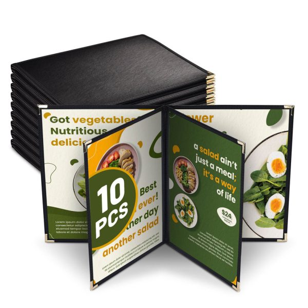TheLAShop 10ct pk PU Leather Menu Cover + PVC Holders 6-View 8-1 2x11 For Cheap