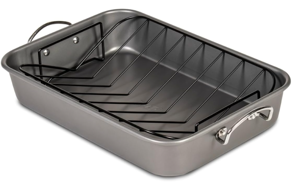 Roasting Pan Nonstick 11x15 , Heavy Duty Metal Bakeware Dish with Rack, Large Oven Roaster Tray for Baking Turkey, Chicken, and Veggies Online