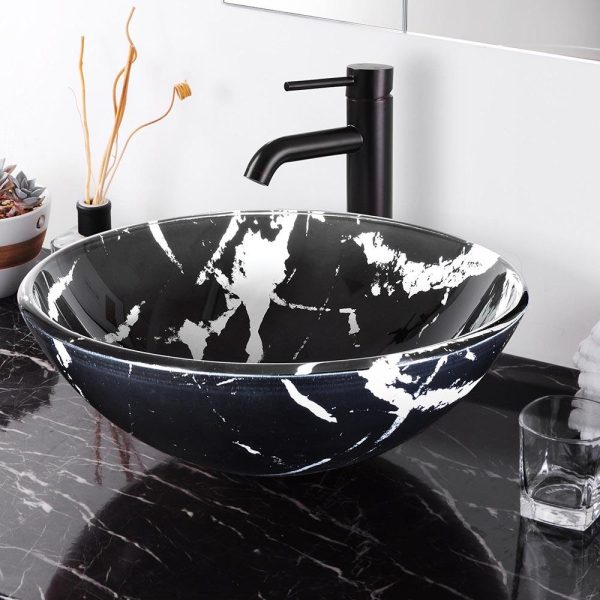 Aquaterior Black Vessel Sink Tempered Glass 16.5  on Sale - Image 2