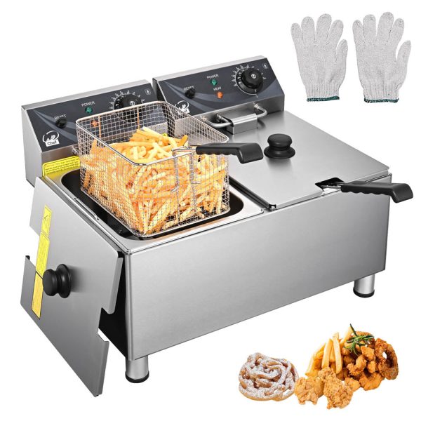 TheLAShop Deep Fryer Commercial 220V Dual Basket 6.4Gal Oil 7200W Online Sale