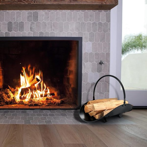Fireplace & Fire Pit Portable Wood Log Holder Kindling Firewood Storage Basket, Powder-coated Steel Made Cheap - Image 4