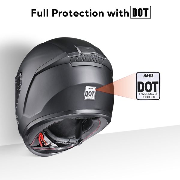 TheLAShop Motorcycle Helmet RUN-F3 Full Face Helmet DOT Matt Black For Discount - Image 4
