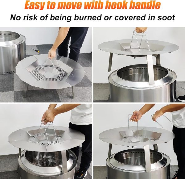 Firepit Heat Deflector & Lid Kit for Solo Stove Yukon and Other 27  Camping Smokers, 304 Stainless Steel Heat Deflector+ Stove Lid Accessories Fashion - Image 5
