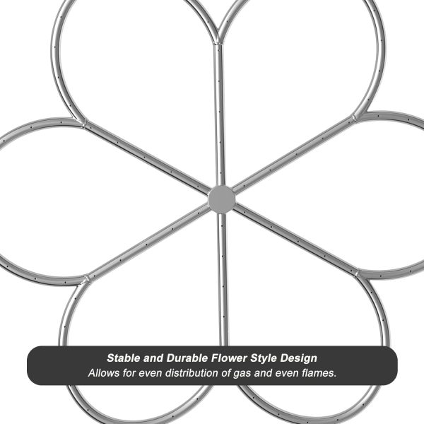 36-Inch Stainless Steel Fire Pit Burner, Flower-Shape Burner Ring for Fire Pit, Natural Gas & Propane Fireplace, Max BTU 443K For Sale - Image 5