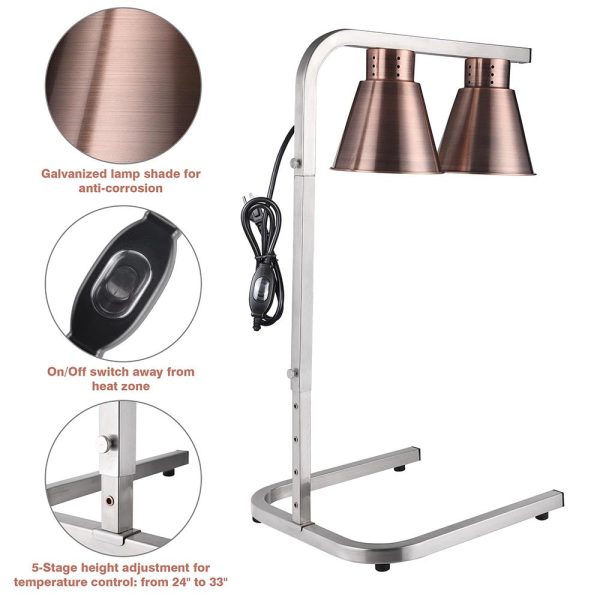 TheLAShop Food Heat Lamp w  2 Bulbs Freestanding Food Warmer 110V Fashion - Image 3