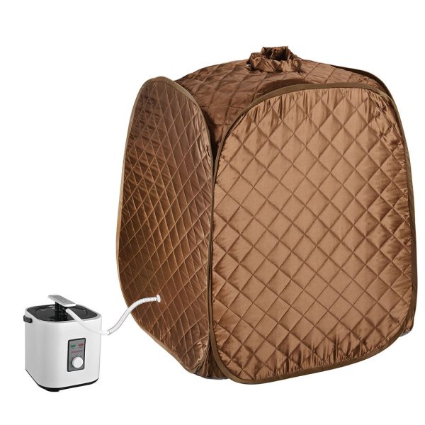 TheLAShop Folding Portable Sauna Tent Personal Steam SPA Brown 2L Online now - Image 3
