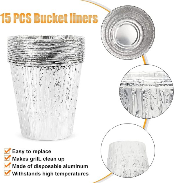 Drip Grease Bucket + 15 Pack Foil Liners Kit for Royal Gourmet PL2032 Wood Pellet Smokers Grills Online - Image 3