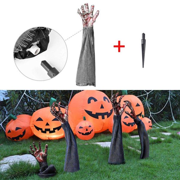 TheLAShop Halloween Props 4-Pair Zombie Hands with Stakes Scary Decor Sale - Image 2