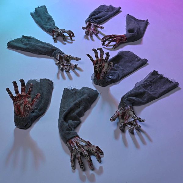TheLAShop Halloween Props 4-Pair Zombie Hands with Stakes Scary Decor Sale