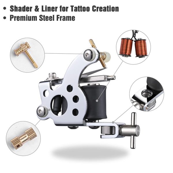 TheLAShop Tattoo Kit 4 Machines LCD Power Supply 54 Ink w  Case Fashion - Image 4