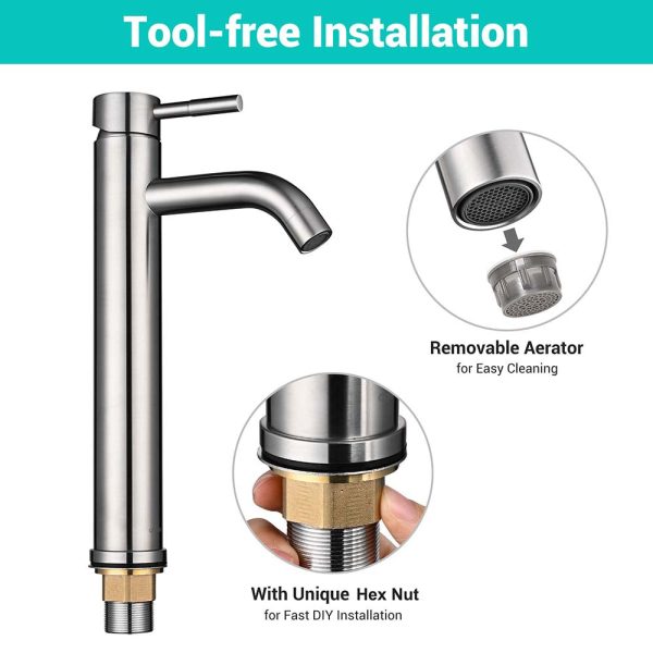 Aquaterior Modern Tall Bathroom Vessel Faucet 12 H Online - Image 5