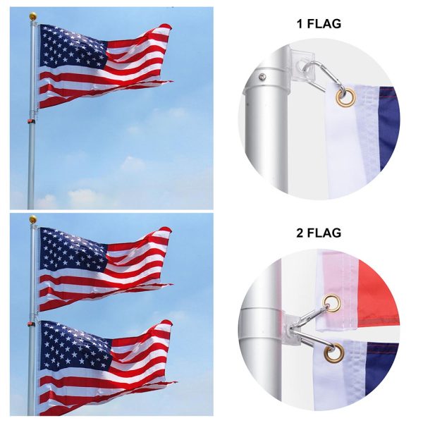 TheLAShop Telescoping Flagpole Kit with Light Solar Powered (20ft,25ft,30ft Options) Online - Image 3
