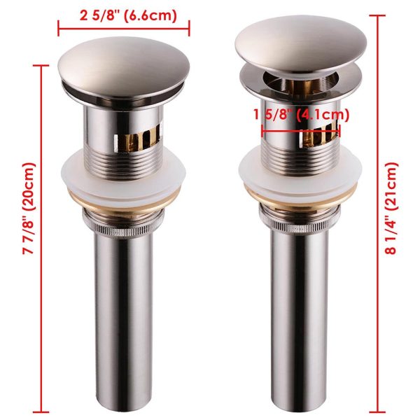 TheLAShop 1 5 8  Sink Pop Up Drain w  Overflow & Tray Brushed Nickel For Discount - Image 4