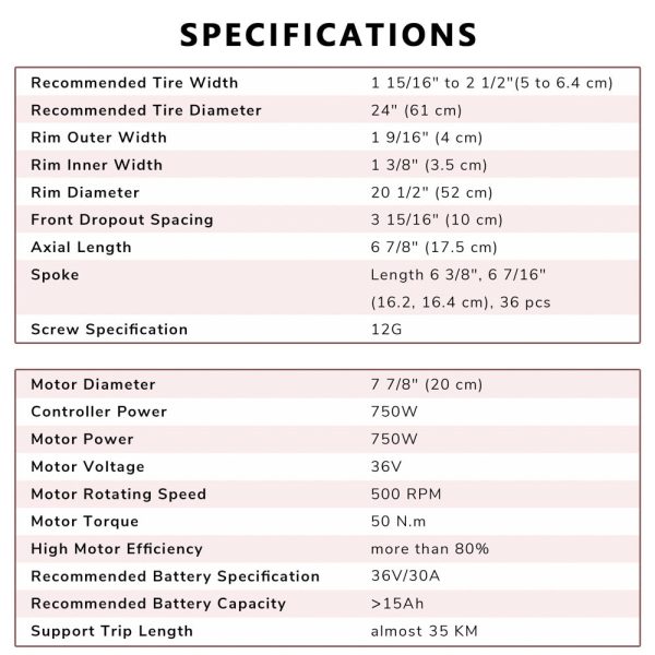 TheLAShop 36v 750W 24in Front Wheel Electric Bicycle E-Bike Motor Kit For Cheap - Image 5
