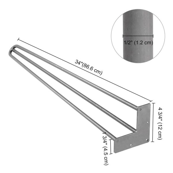 TheLAShop 34  Hairpin Legs Set of 4, 3-Rod Steel, Raw Steel Online now - Image 5
