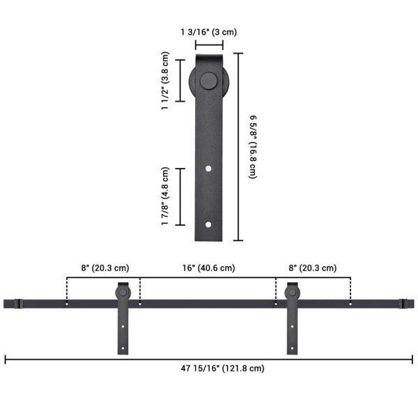 TheLAShop 4ft Mini Cabinet Double Sliding Barn Door Hardware Kit Online now - Image 3