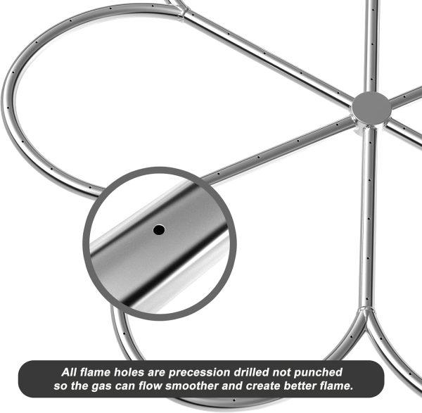 36-Inch Stainless Steel Fire Pit Burner, Flower-Shape Burner Ring for Fire Pit, Natural Gas & Propane Fireplace, Max BTU 443K For Sale - Image 4
