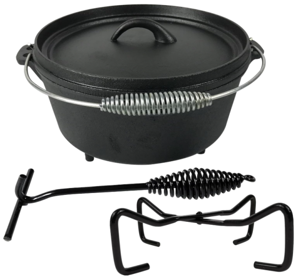 Pre-Seasoned Cast Iron Camp Dutch Oven With Legs, 4.1 qt, including Lid Lifter & Lid Stand on Sale