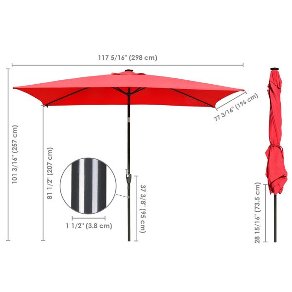 TheLAShop 10ft Rectangular Umbrella with Solar Lights For Sale - Image 2