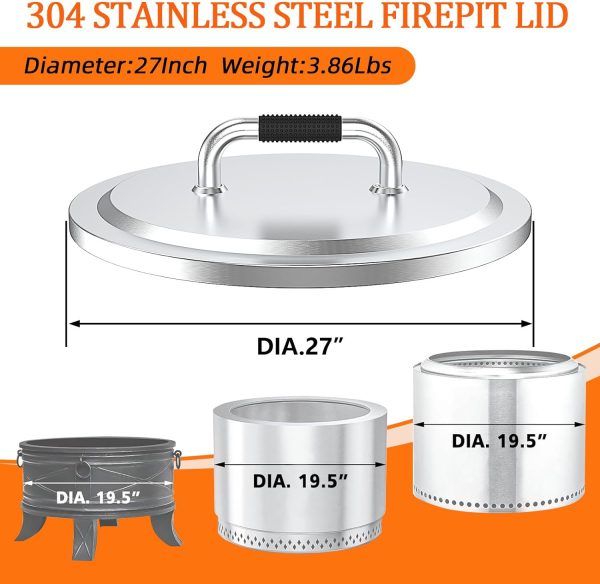 Firepit Heat Deflector & Lid Kit for Solo Stove Yukon and Other 27  Camping Smokers, 304 Stainless Steel Heat Deflector+ Stove Lid Accessories Fashion - Image 3
