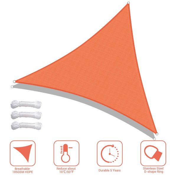 TheLAShop 20  Triangle Sun Shade Sail Patio Deck Outdoor Wind Tarp on Sale - Image 5