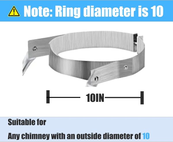 10  Extended Roof Bracket Supports Chimney Stove Pipe for DuraVent Triple Wall 6  I.D, for All Outer Diameters of 10 , Stability Against Wind & Snow Online Hot Sale - Image 2