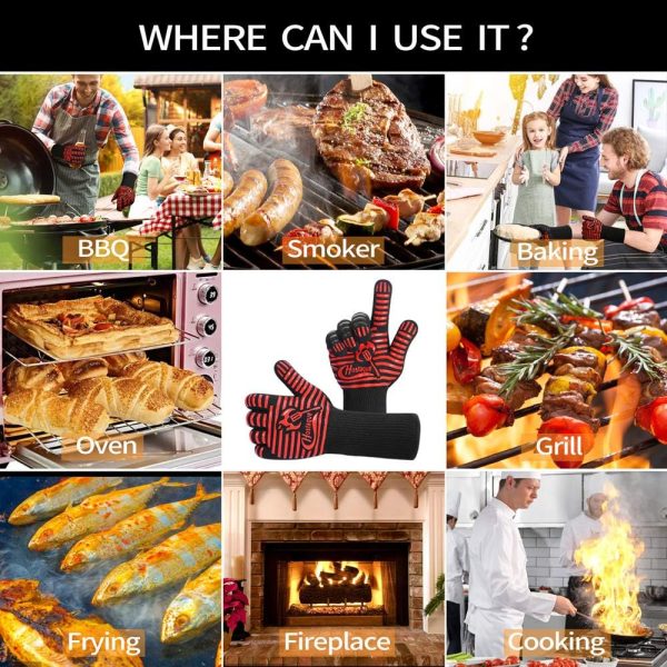 14  BBQ Grill Gloves for All Grills, Smokers, Kitchen Cooking Oven Hot on Sale - Image 3