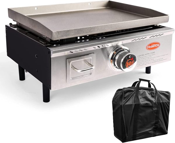 17 Inch Portable Propane Flat Top BBQ Grill Griddle for Outdoor, Camping, Kitchen, Tailgating etc, Kit with Grill Bag For Sale