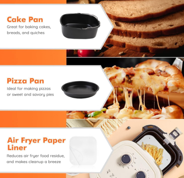 Square Air Fryer Accessories for Cosori, 10 Pcs for COSORI 5.8 QT 6.0 QT, Instant Vortex Plus 6QT, Cake, Pizza Pan, Rack, Skewer, Egg Bite Mold, etc Online Hot Sale - Image 5