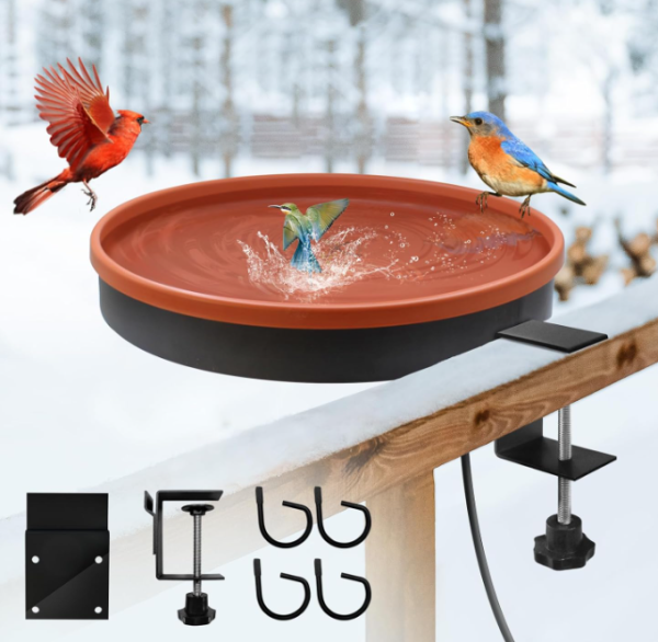 Heated Bird Bath for Outdoors Winter, 3 Easy Ways to Mount Detachable Bird Bath Bowl, 75W with Thermostatically Controlled for Garden Yard Patio Lawn Online