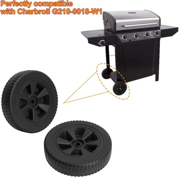 G210-0018-W1 8 Inch Plastic Grill Wheels 2Pcs Kit for Char-broil Grills Discount - Image 2