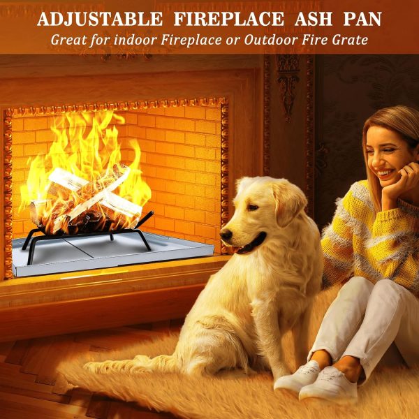 Adjustable Fireplace Inserts Tray Expandable Ash Pan with Handles for Up to 30  Fire Place Grate-Nuts and Bolts Included For Cheap - Image 5