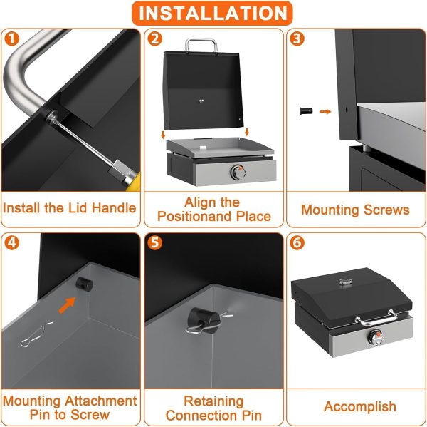Hard Top Lid Cover for Blackstone Adventure Ready 1832, 1971 17 Inch Tabletop Griddles For Sale - Image 5