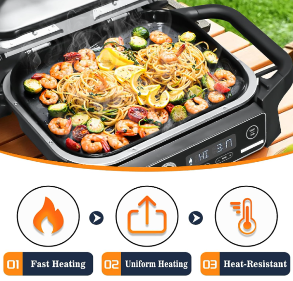 Enamel Cast Iron Griddle for Ninja XSKGRDPLT Woodfire Grills OG700 Series, Outdoor Flat Top Griddle Plate with Oil Hole For Discount - Image 3