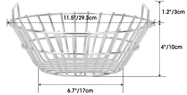 Charcoal Ash Basket Stainless Steel Charcoal Holder with Handles for Medium Big Green Egg Kamado Grill For Sale - Image 2