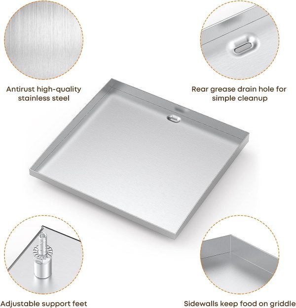 Stainless Steel Griddle for Royal Gourmet Regal GB2000 2 Burner Gas Grill, Flat Top Griddle Replacement Part Supply - Image 4