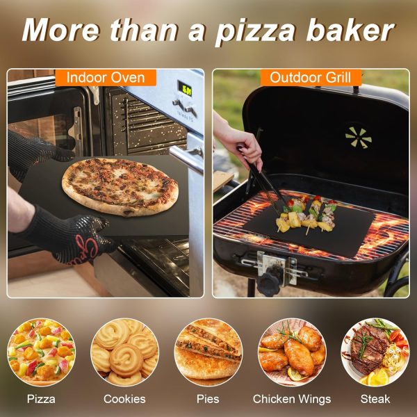 6Pcs Pizza Stone Kit for Oven and Grill, 13  Large Nano-Ceramic Iron Baking Stone with Pizza Peel, Dough Pizza Cutter and 20pcs Cooking Paper For Discount - Image 5