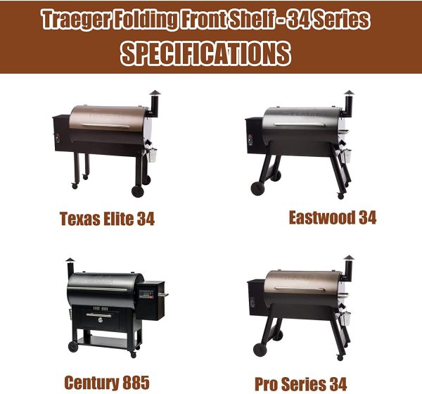 BAC363 Folding Front Shelf for Traeger Pro 34 Series, Texas Elite 34, Century 885 and Eastwood 34 Series Pellet Grills, 37  L x 12  W Online now - Image 3