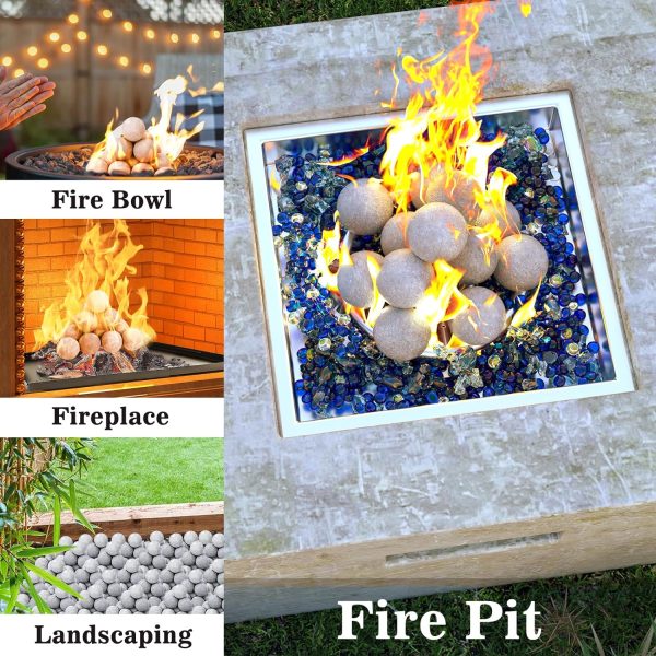 4 Inch Gray Round Ceramic Fire Balls for Fire Pit, Tempered Fire Stones for Natural or Propane Fireplace, Set of 12 Reusable Fireballs Cheap - Image 5