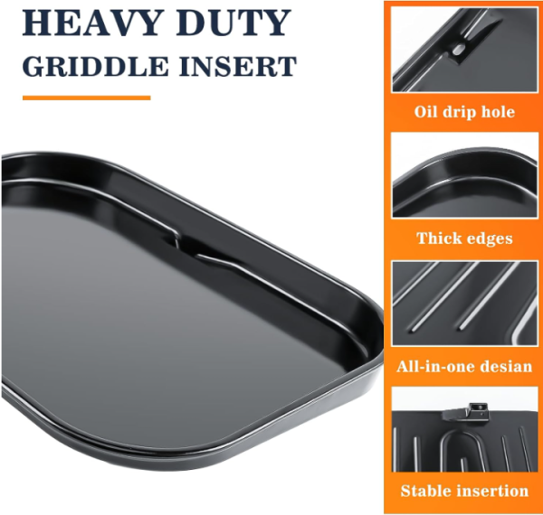 Enamel Cast Iron Griddle for Ninja XSKGRDPLT Woodfire Grills OG700 Series, Outdoor Flat Top Griddle Plate with Oil Hole For Discount - Image 4