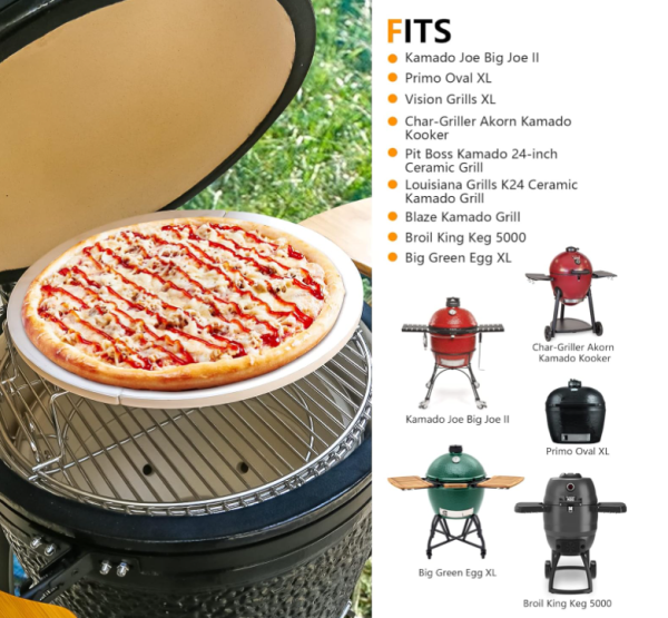 19.7  Half Moon Baking Stone Pizza Stone for Big Green Egg XL, Cooking Stone Ceramic for Kamado Joe Big Joe II, Primo Oval XL, Vision Grills XL etc Sale - Image 3