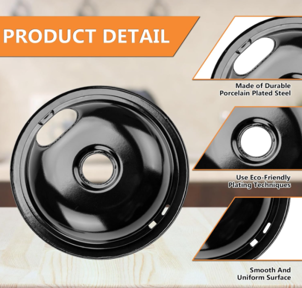 W10290350 W10290353 Porcelain Range Burner Drip Pan Bowls Fit for Whirlpool Frigidaire Electric Range Stove Pans Sale - Image 5