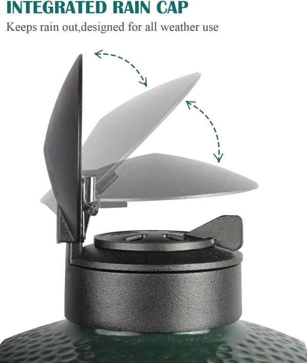 3 in 1 Cap for Medium Large XLarge Big Green Egg Kamdo Ceramic Grills, Must-have Big Green Egg Accessories Replacement with Daisy Wheel And Rain Cap Fashion - Image 3