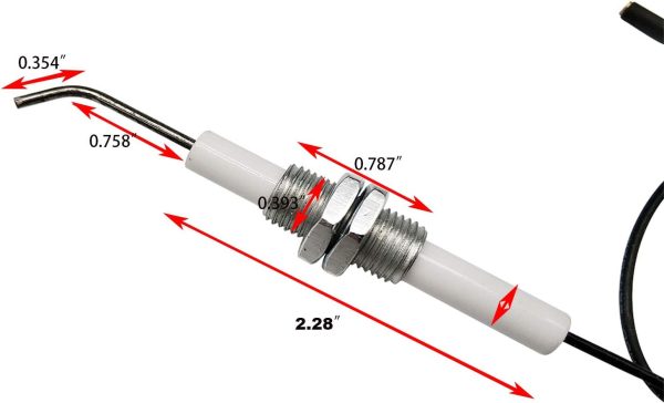 11.8  Long Gas Grill Stove Electrode Spark Plug Eletronic Ignition Electrode for Piezo Igniter Pack of 2 with 2.3mm Round Terminal Online Hot Sale - Image 3