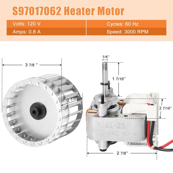 Heater Motor & Blower Wheel Assembly S97017062 97017062 for Broan Nutone 655 695 658 659 656 HFL695 Ventilation Fan 655-C, 655-A, 695-B, 656-B, 656-C Online Hot Sale - Image 4