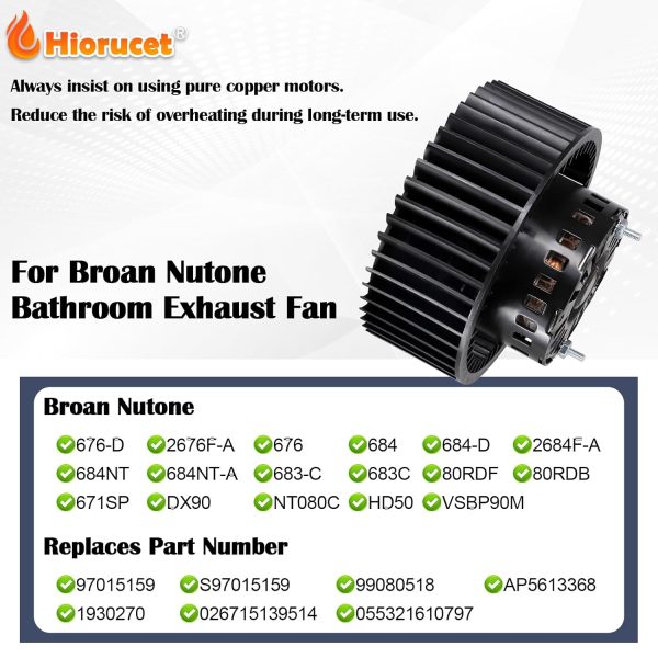 Exhaust Fan Motor Assembly 676-D 2676F-A S97015159 for Nutone Broan 676, 684, 684-D, 2684F-A, 684NT, 684NT-A, 683-C, 683C, 80RDF, 80RDB, 671SP Sale - Image 5