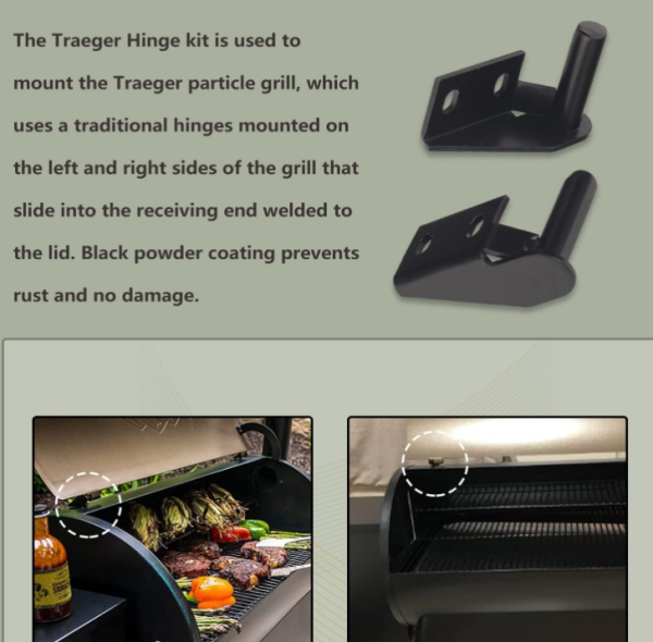 Lid Hinge Kit, 1 x Left Side &1 x Right Side Hinge - for Many Traeger Grills Models Hinges (KIT0001) on Sale - Image 3